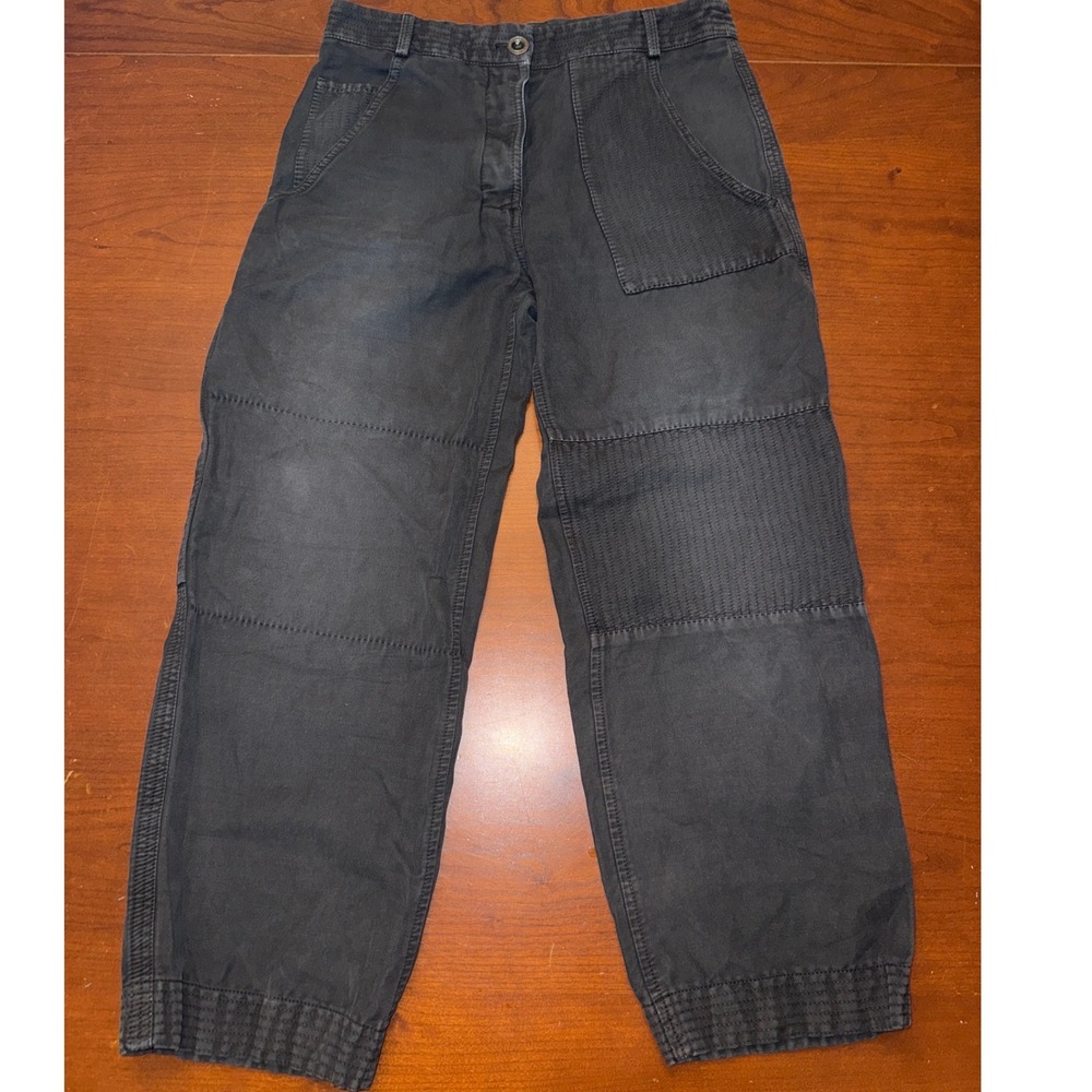Burberry pants women size 0 black crop Ramie‎ cotton grunge boho lagenlook